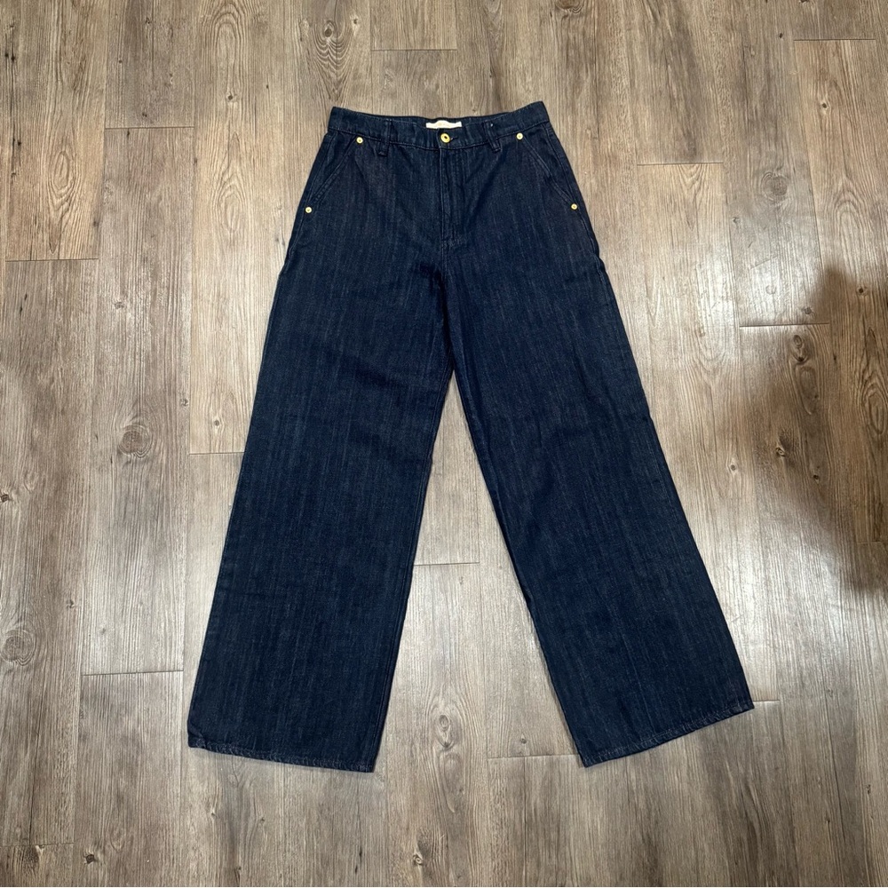 Tory Burch Wide Leg Dark Blue Denim Jeans - Size 28